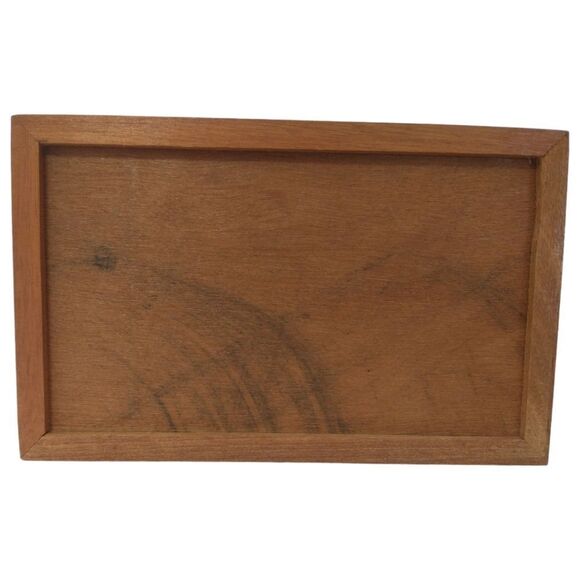 Vintage Jewelry Box Etched Glass Top Wood Tab Velvet Lined 80s 90s Hinge Dresser - Picture 9 of 16